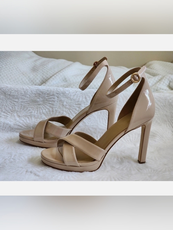 Michael Kors Shoes - MICHAEL MICHAEL KORS Alexia Patent Leather Beige Stiletto Sandals 7M MSRP $155